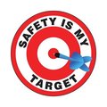 Accuform Hard Hat Sticker, 214 in Length, 214 in Width, SAFETY IS MY TARGET Legend, Adhesive Vinyl LHTL206